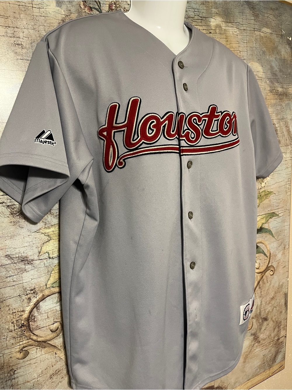 Sz XL Majestic MLB Houston Astros Vintage Throwback Brick Red Script Jersey